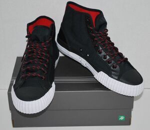 NIB PF Flyers Center Hi Black Red Ripstop High Top Sneakers Unisex 5/6.5 Sandlot